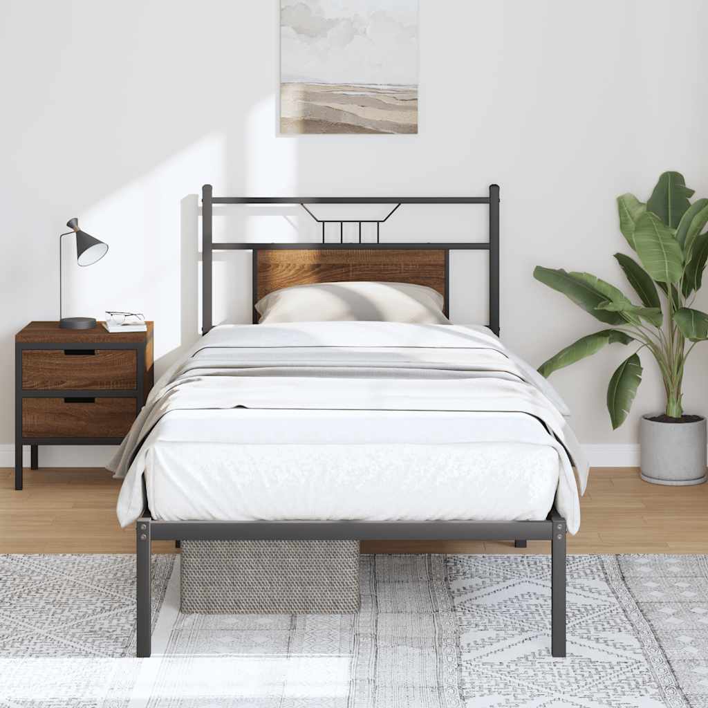 sengeramme 90x190 cm uden madras konstrueret træ brunt eg