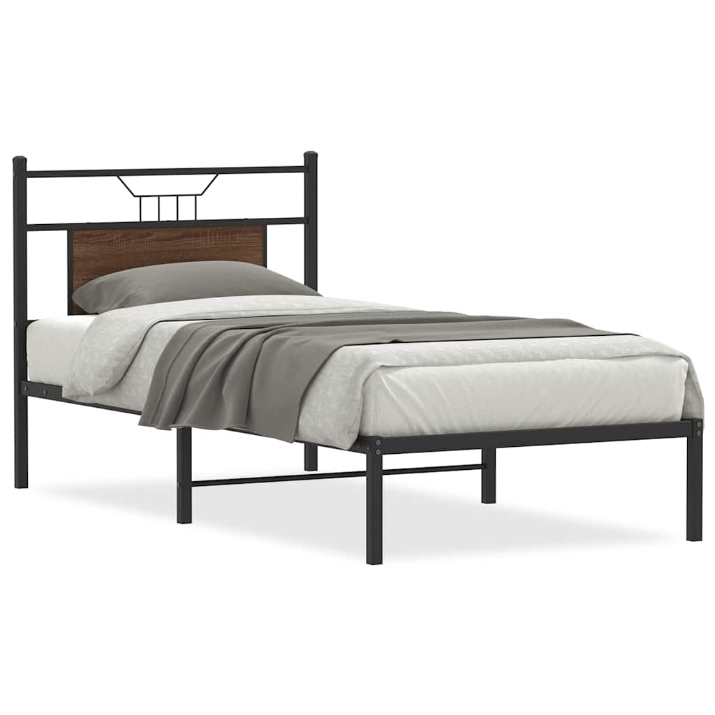 sengeramme 90x200 cm uden madras konstrueret træ brunt eg