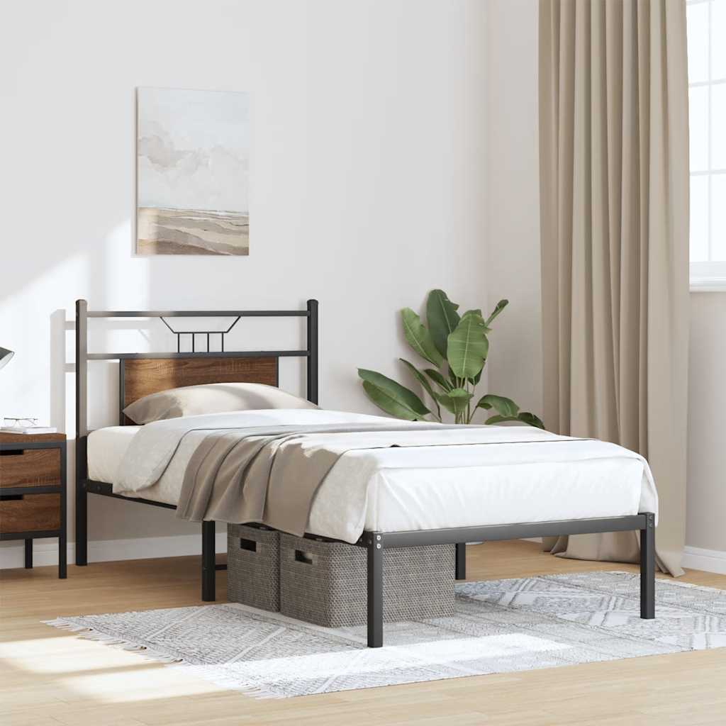 sengeramme 90x200 cm uden madras konstrueret træ brunt eg