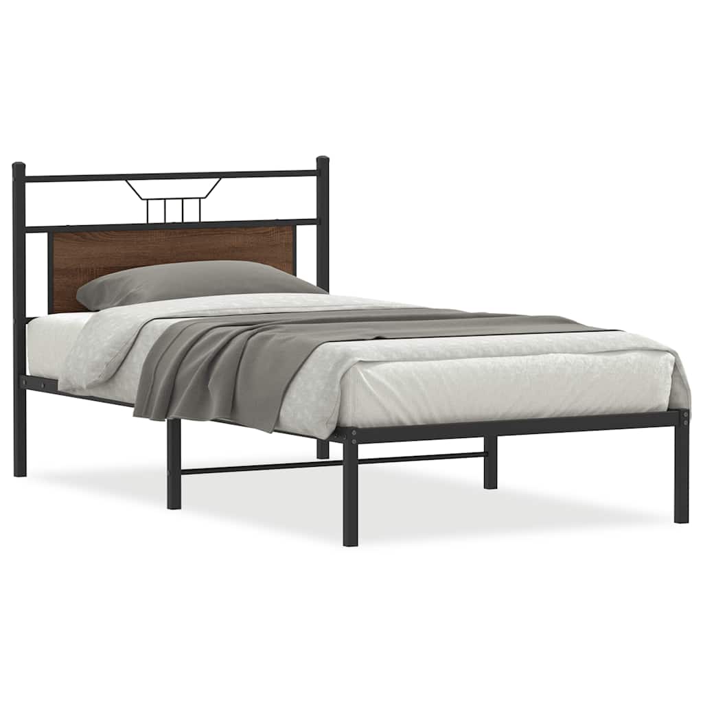 sengeramme 100x190 cm uden madras konstrueret træ brunt eg