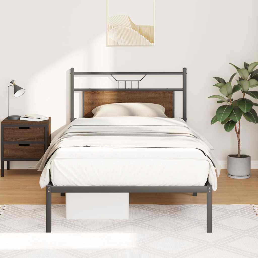 sengeramme 100x190 cm uden madras konstrueret træ brunt eg