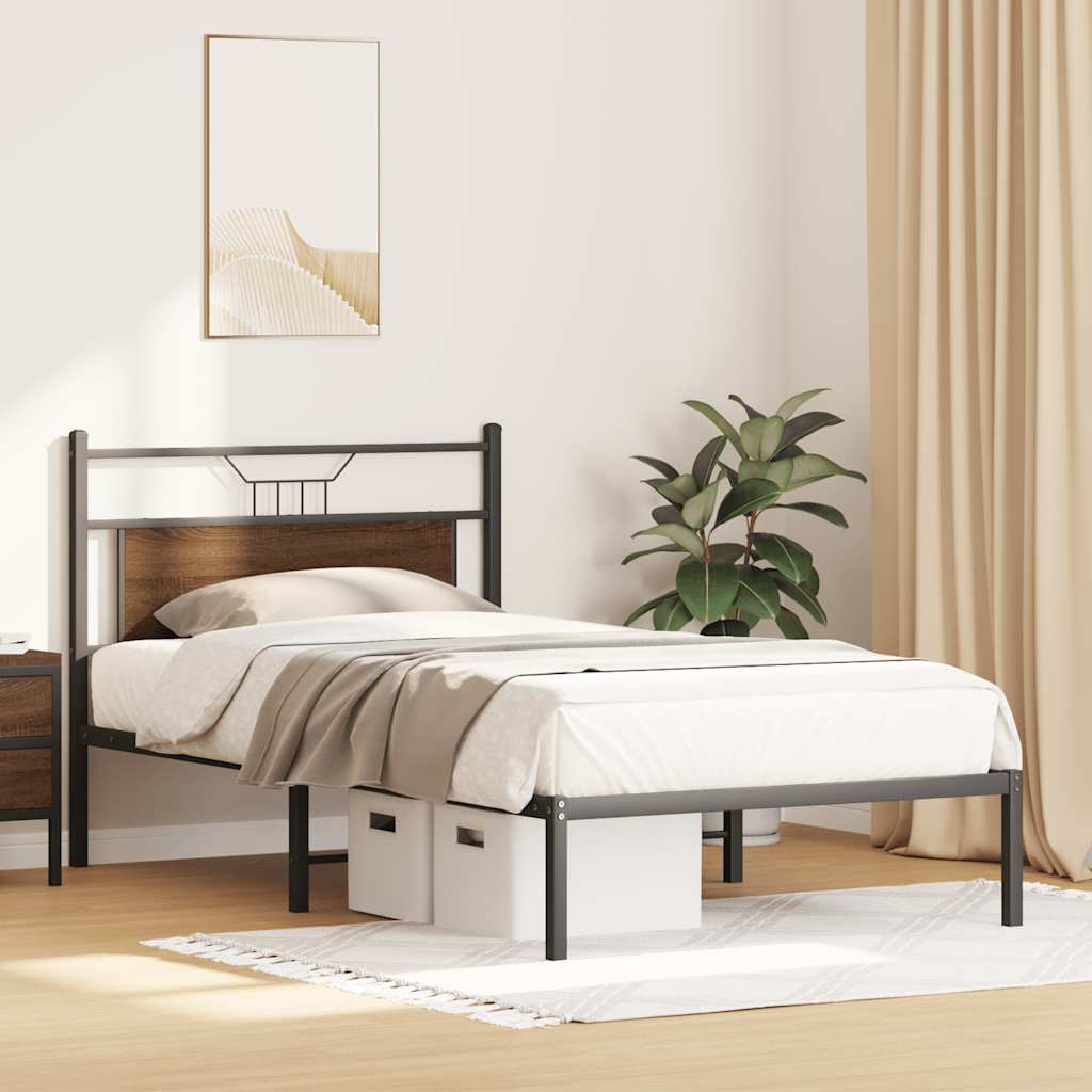 sengeramme 100x190 cm uden madras konstrueret træ brunt eg