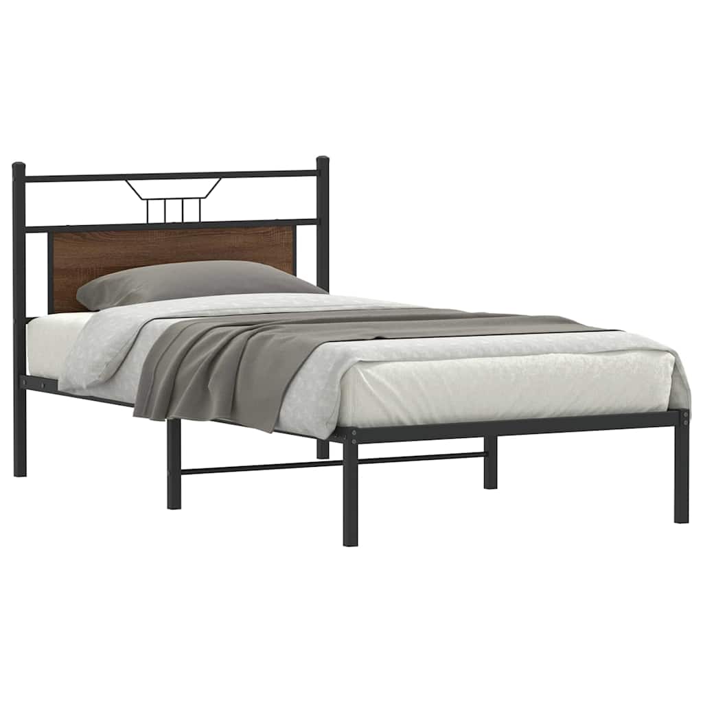 sengeramme 100x190 cm uden madras konstrueret træ brunt eg