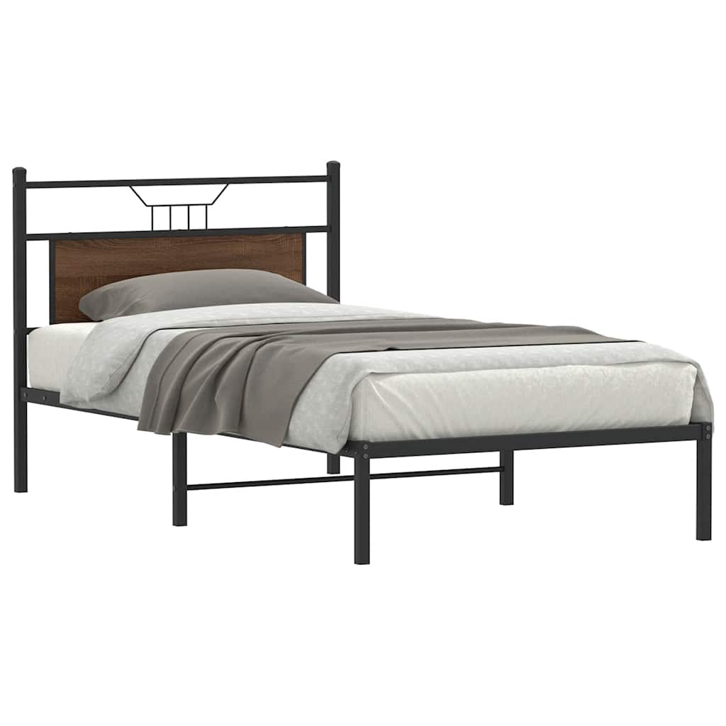 sengeramme 100x200 cm uden madras konstrueret træ brunt eg