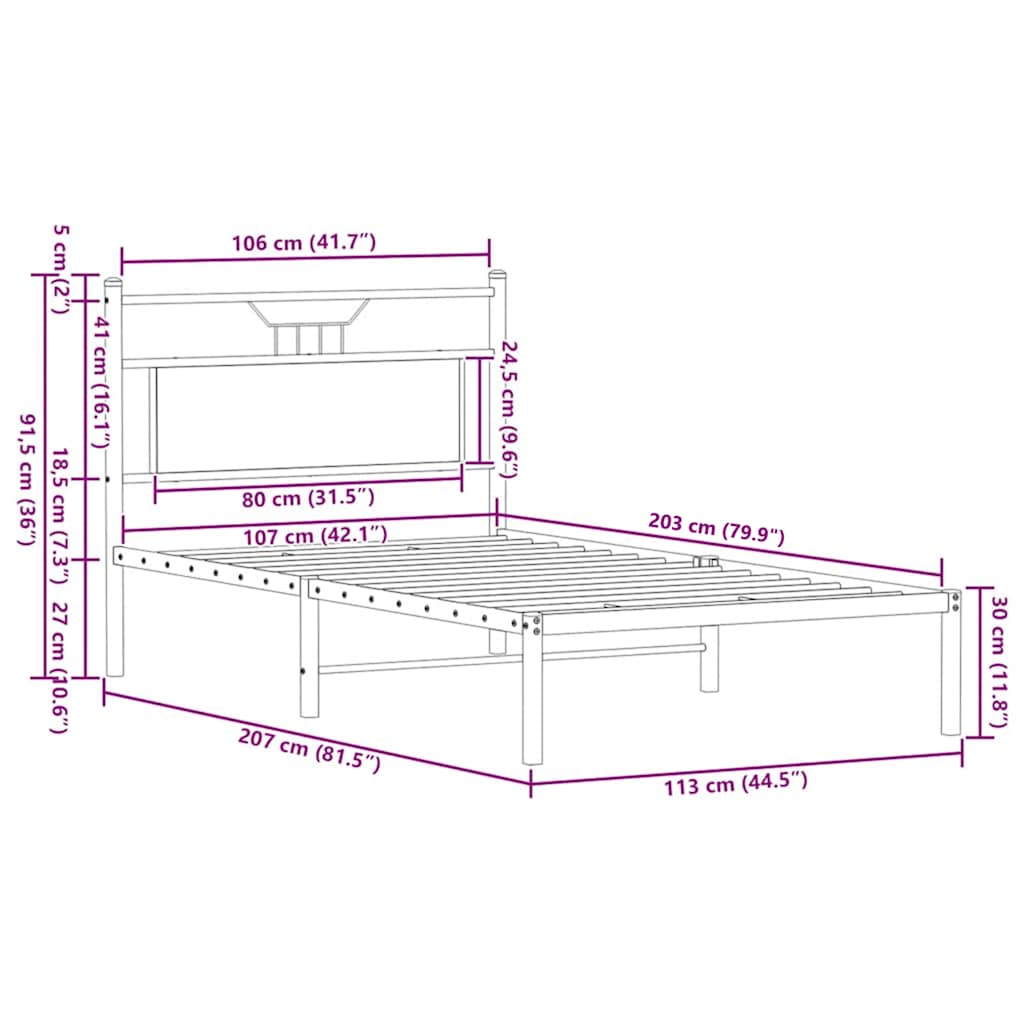 sengeramme uden madras 107x203 cm konstrueret træ brunt eg