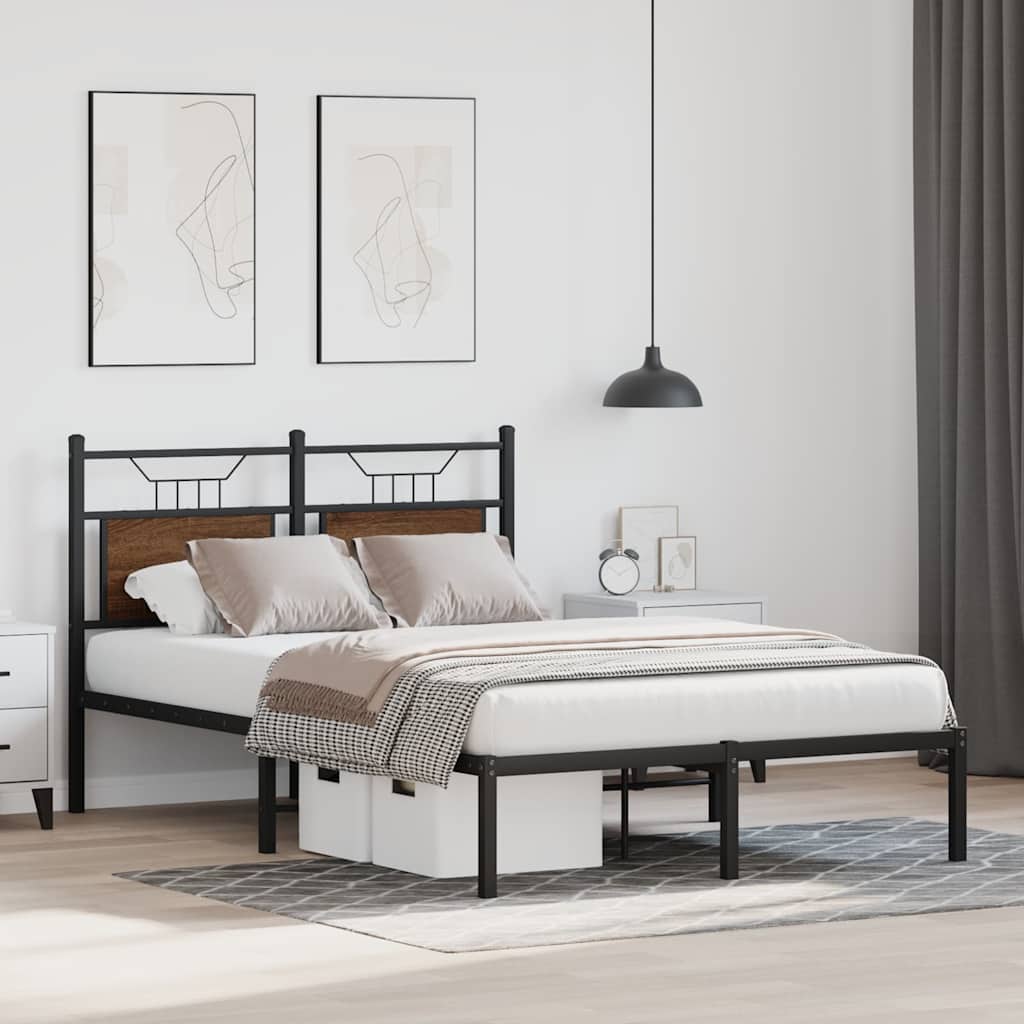 sengeramme 120x190 cm uden madras konstrueret træ brunt eg