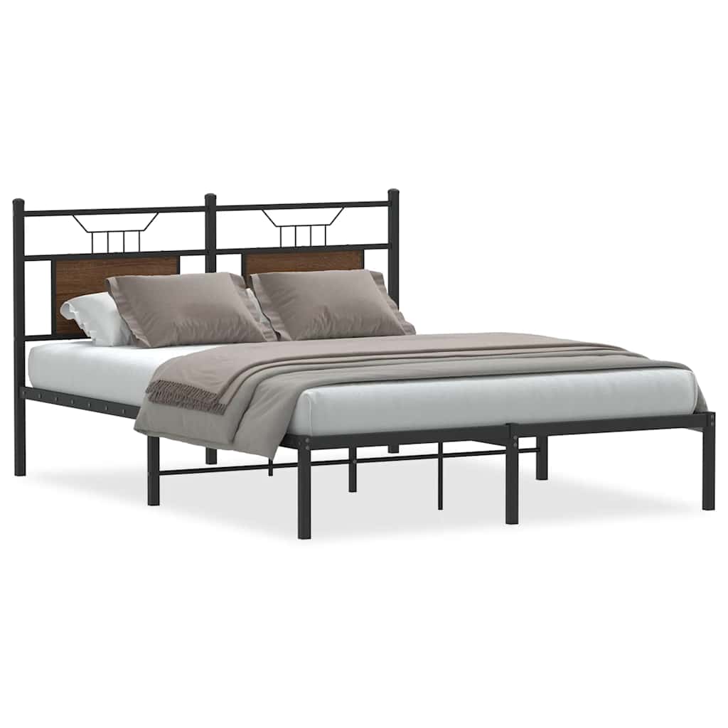 sengeramme 137x190 cm uden madras konstrueret træ brunt eg