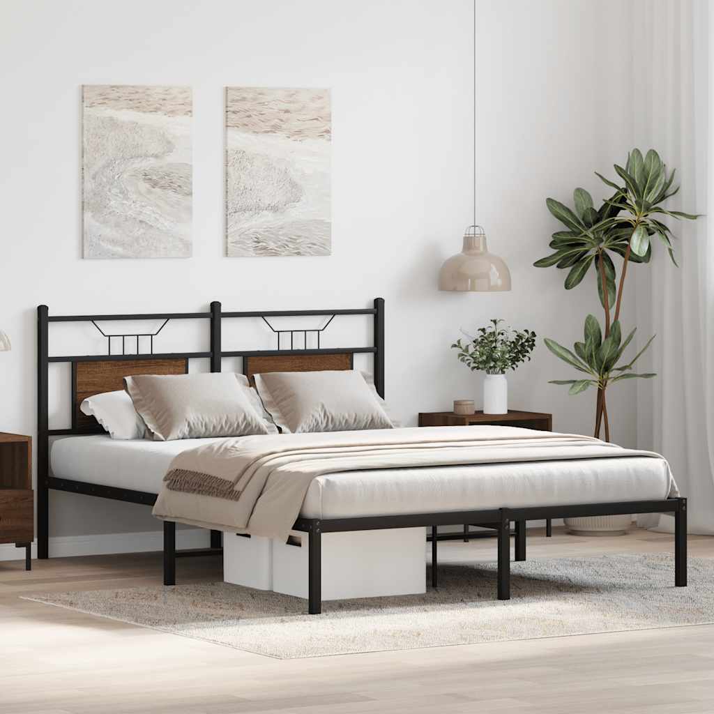sengeramme 137x190 cm uden madras konstrueret træ brunt eg