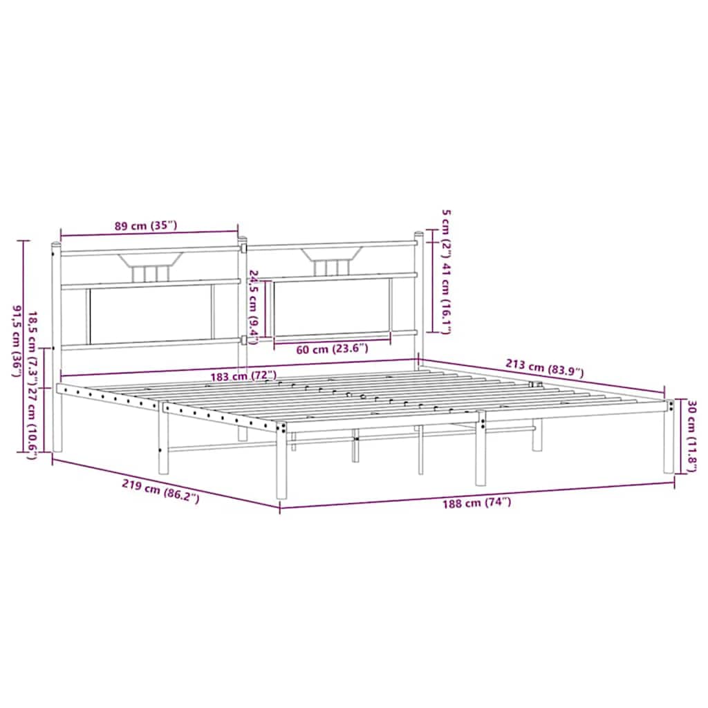 sengeramme uden madras 183x213 cm konstrueret træ brunt eg