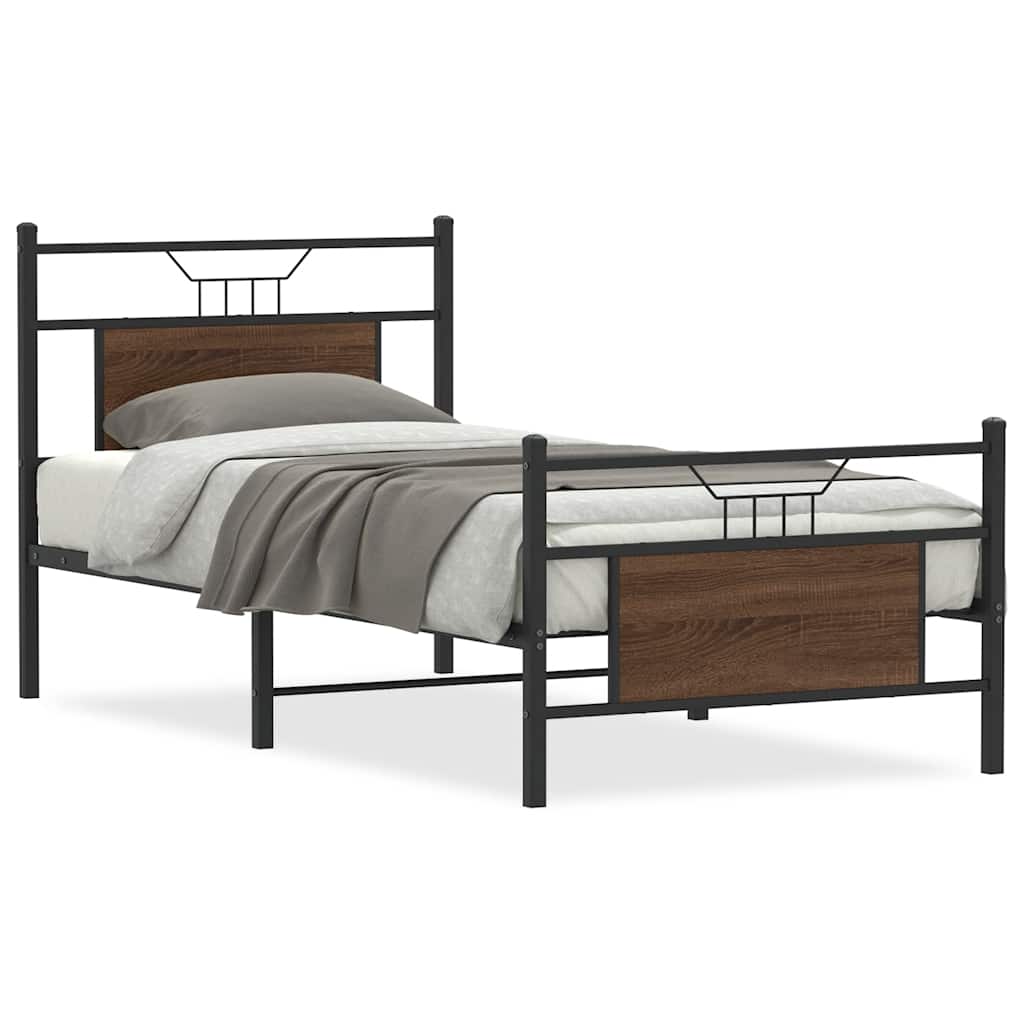 sengeramme 75x190 cm uden madras konstrueret træ brunt eg