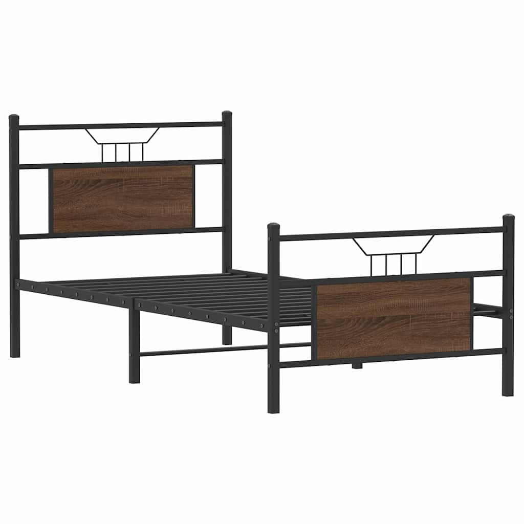 sengeramme 75x190 cm uden madras konstrueret træ brunt eg