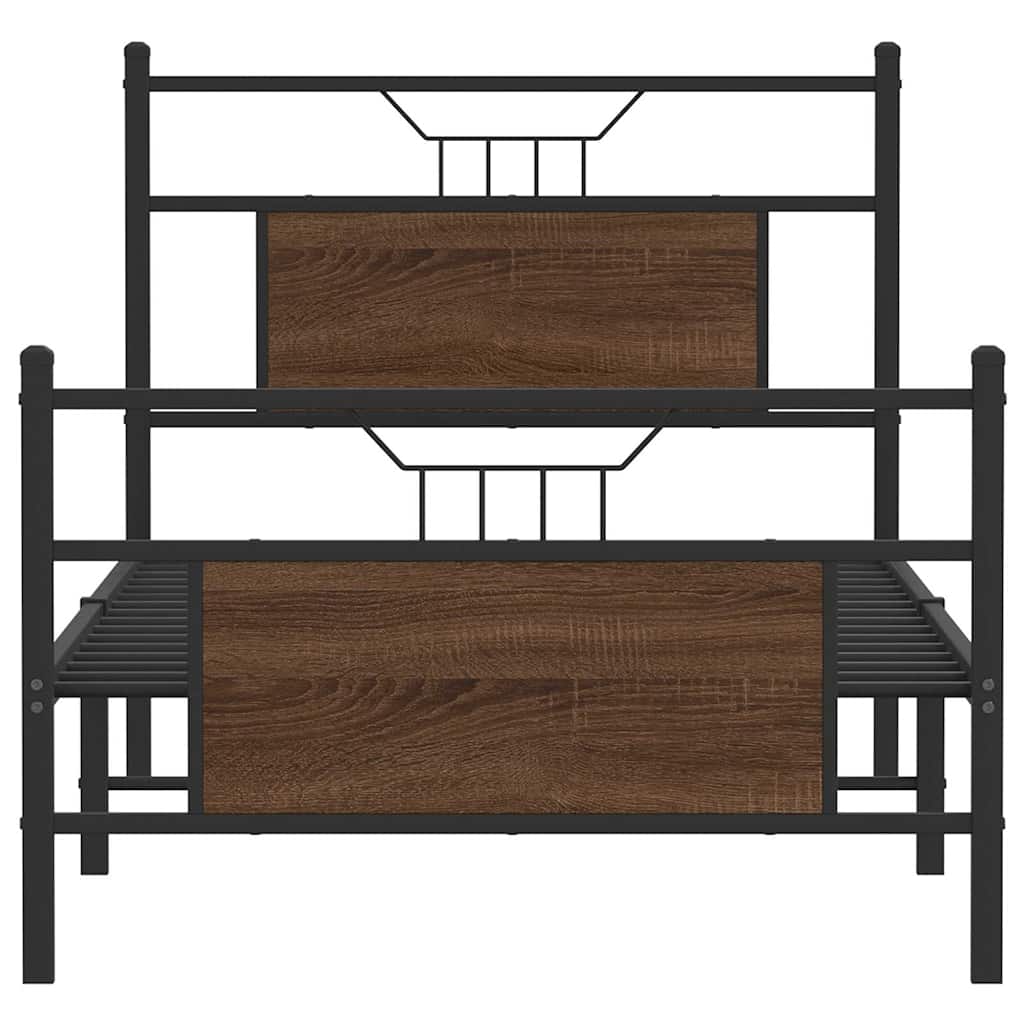 sengeramme 75x190 cm uden madras konstrueret træ brunt eg