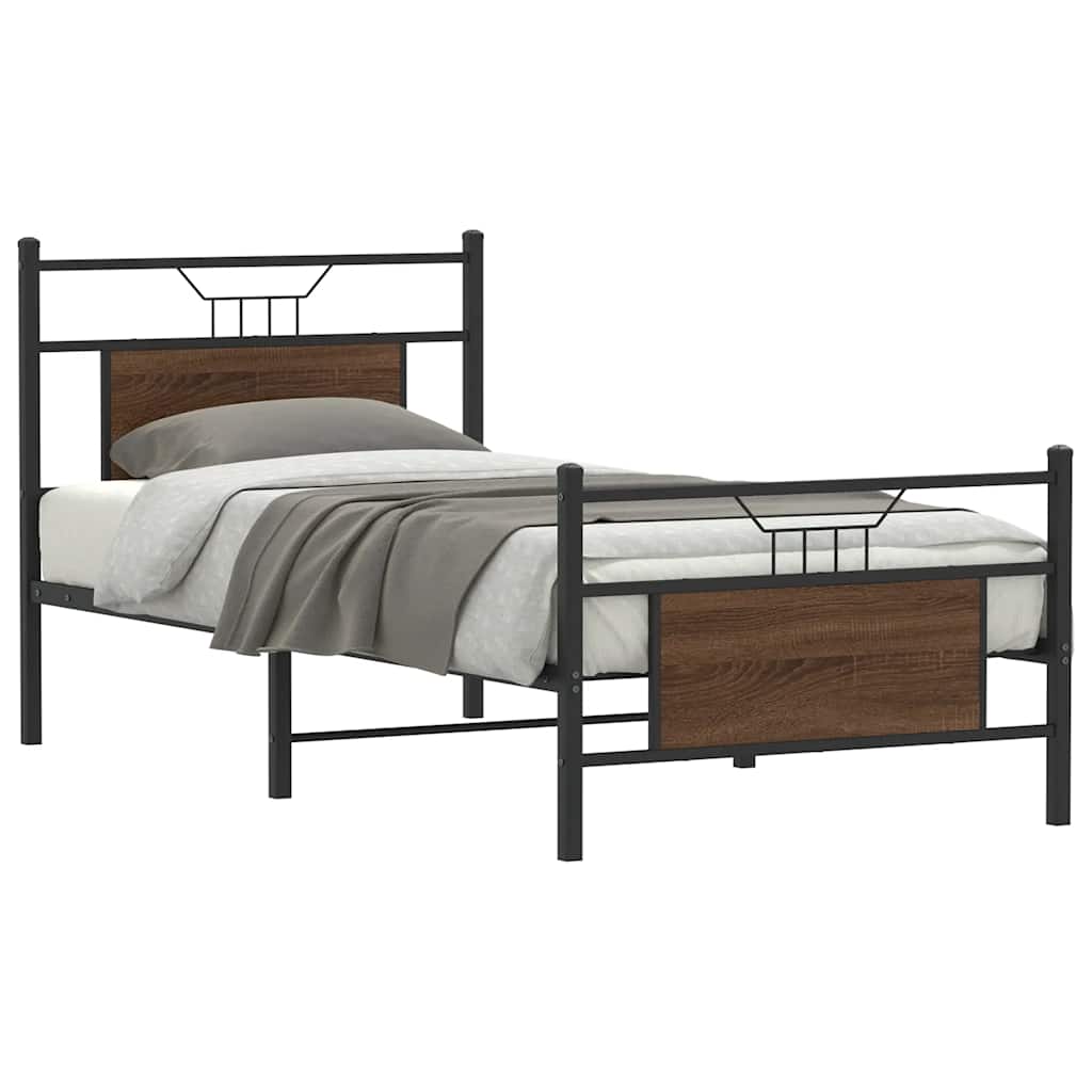 sengeramme 75x190 cm uden madras konstrueret træ brunt eg