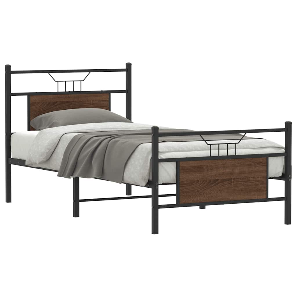 sengeramme 80x200 cm uden madras konstrueret træ brunt eg