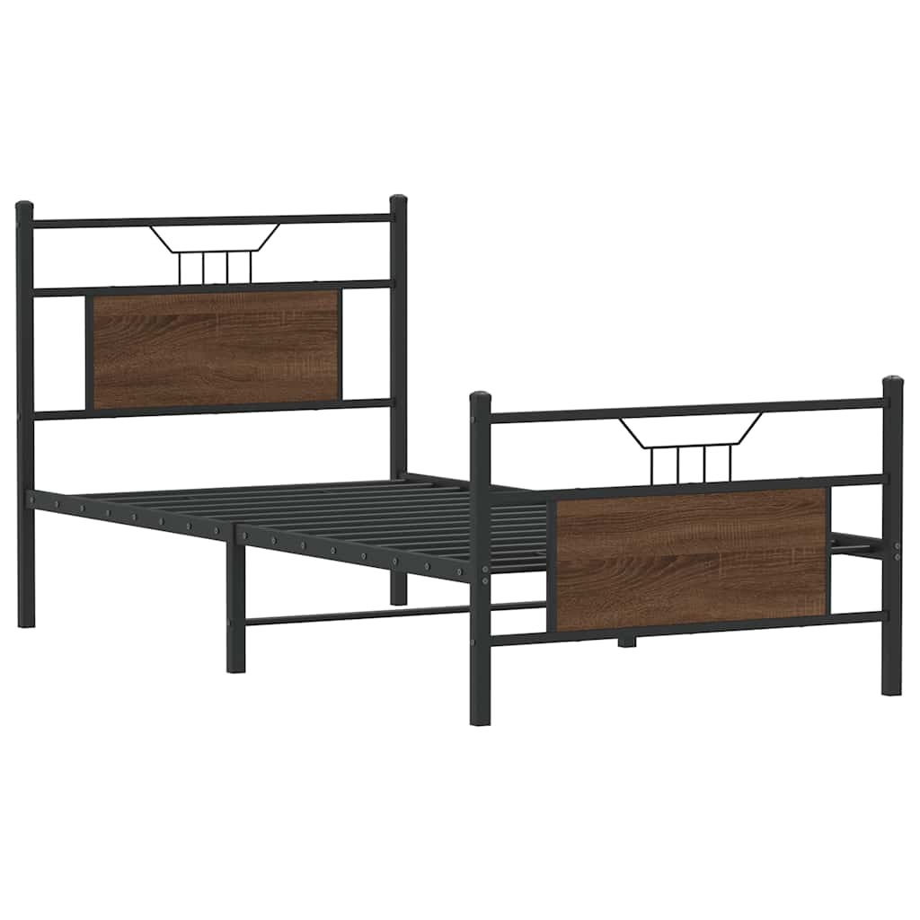 sengeramme 90x190 cm uden madras konstrueret træ brunt eg