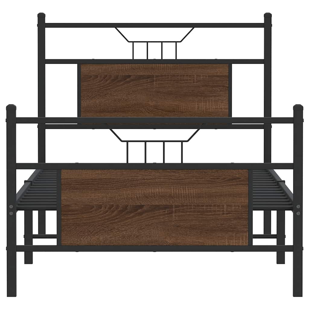 sengeramme 90x190 cm uden madras konstrueret træ brunt eg