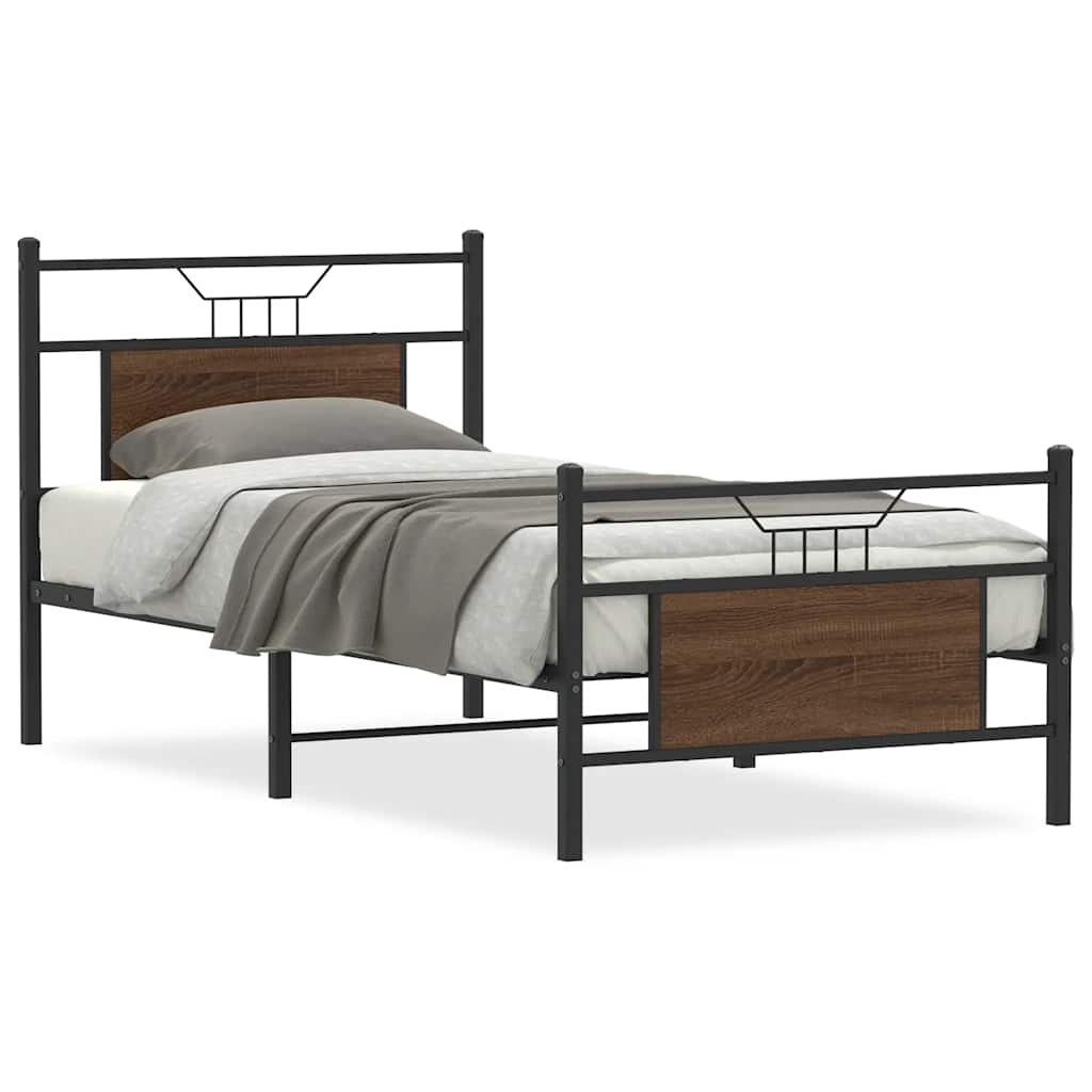 sengeramme 90x200 cm uden madras konstrueret træ brunt eg