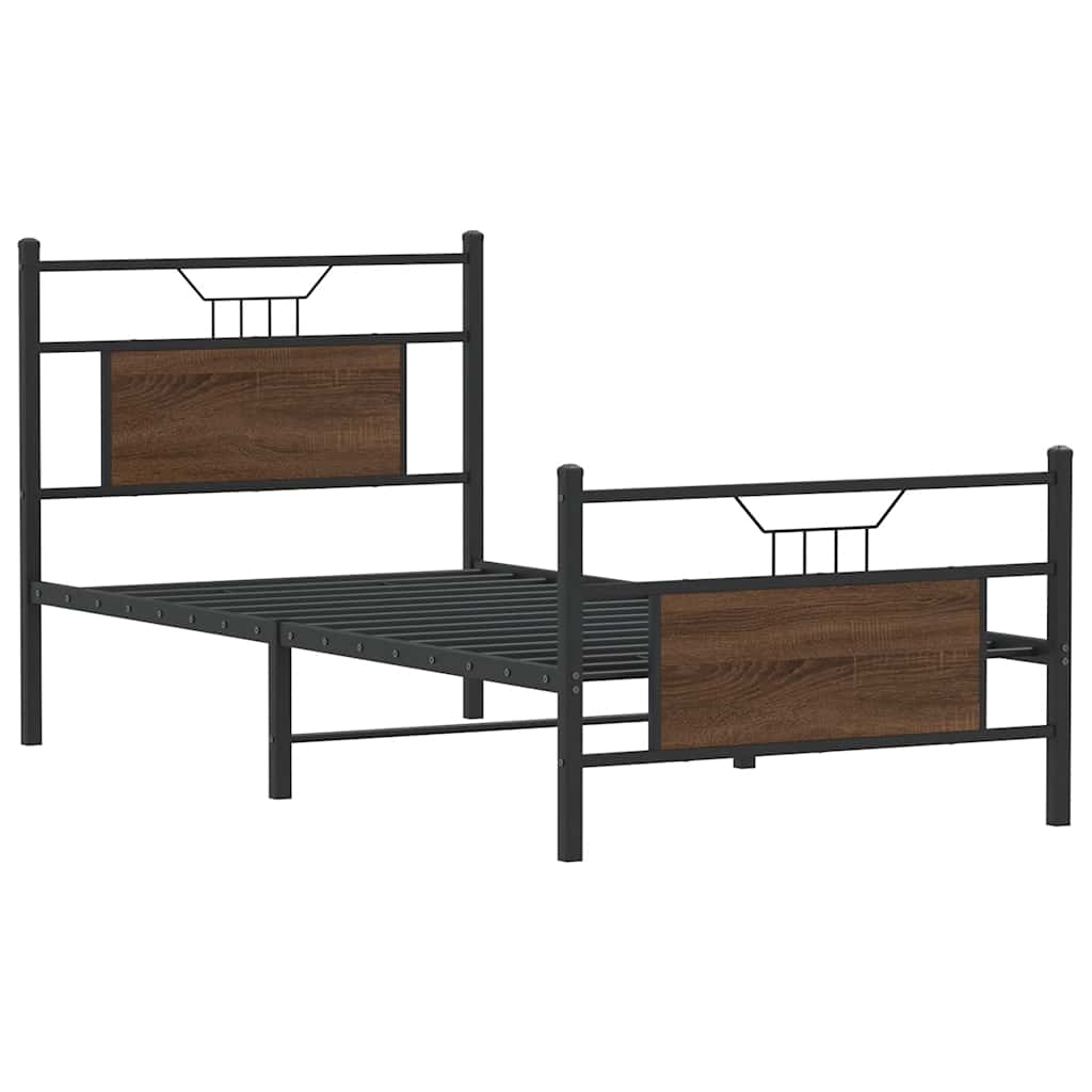 sengeramme 90x200 cm uden madras konstrueret træ brunt eg