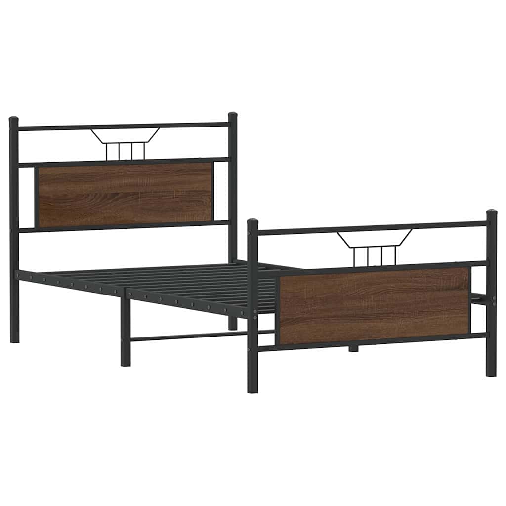 sengeramme 100x190 cm uden madras konstrueret træ brunt eg