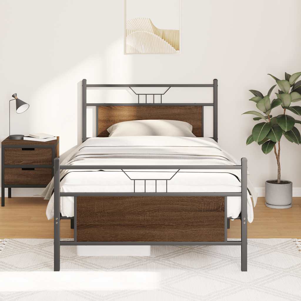 sengeramme 100x190 cm uden madras konstrueret træ brunt eg