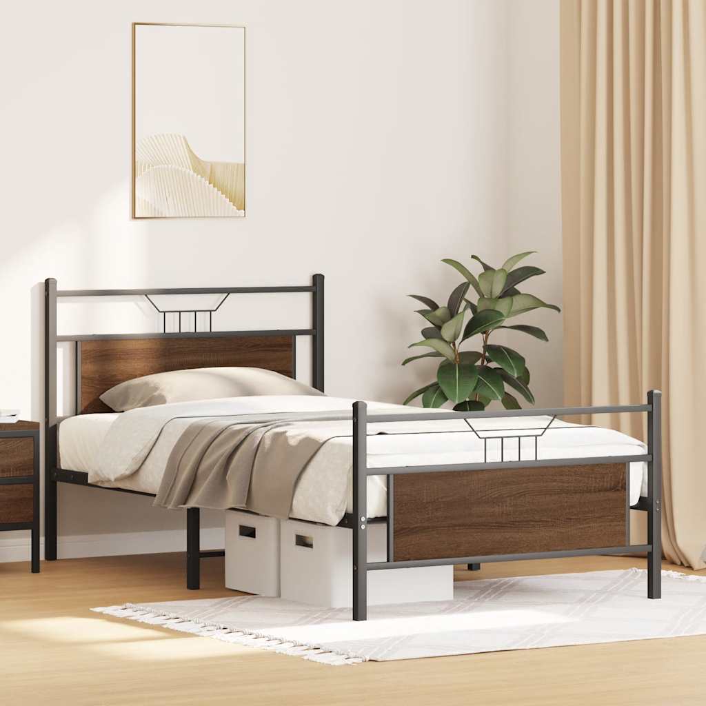 sengeramme 100x190 cm uden madras konstrueret træ brunt eg