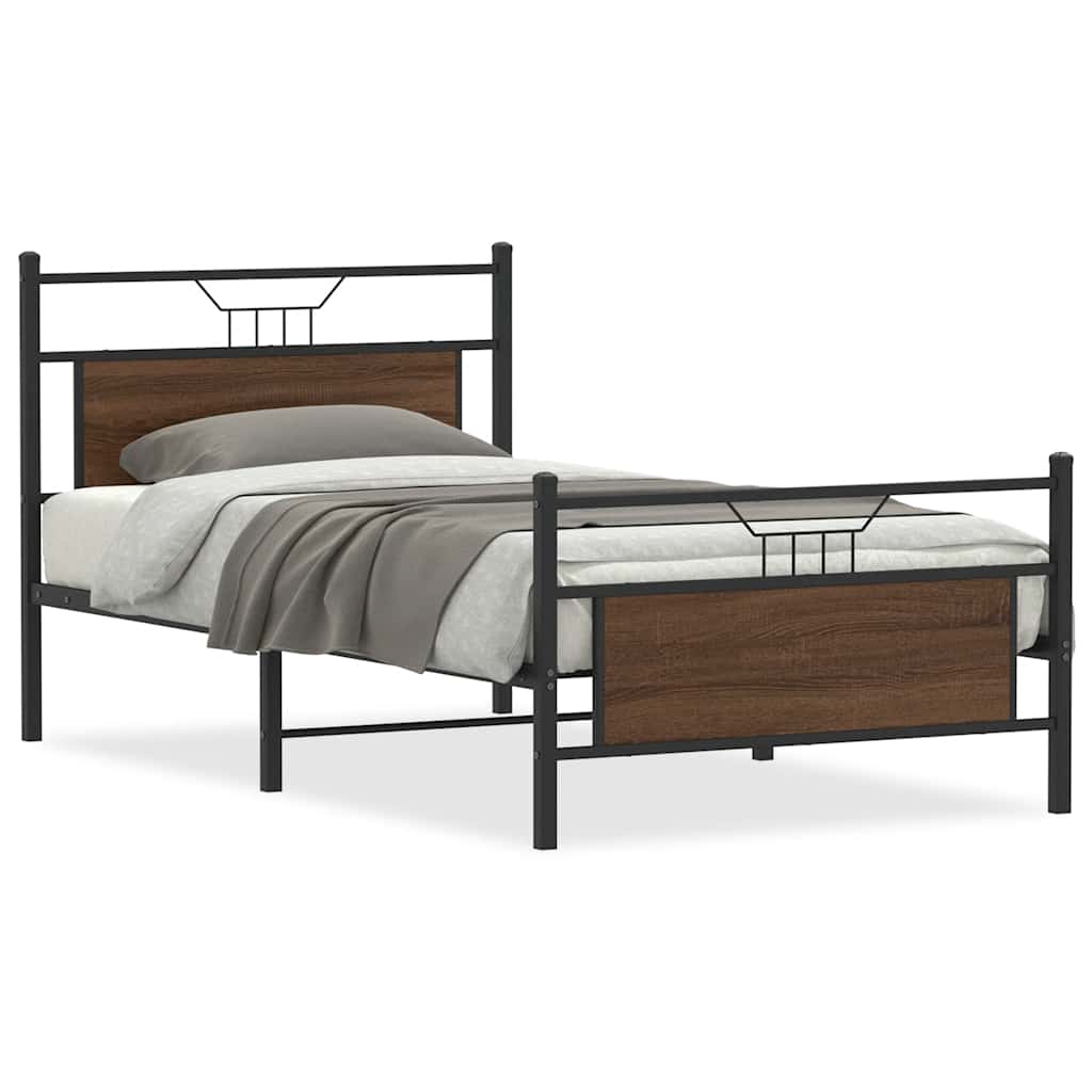 sengeramme 100x200 cm uden madras konstrueret træ brunt eg