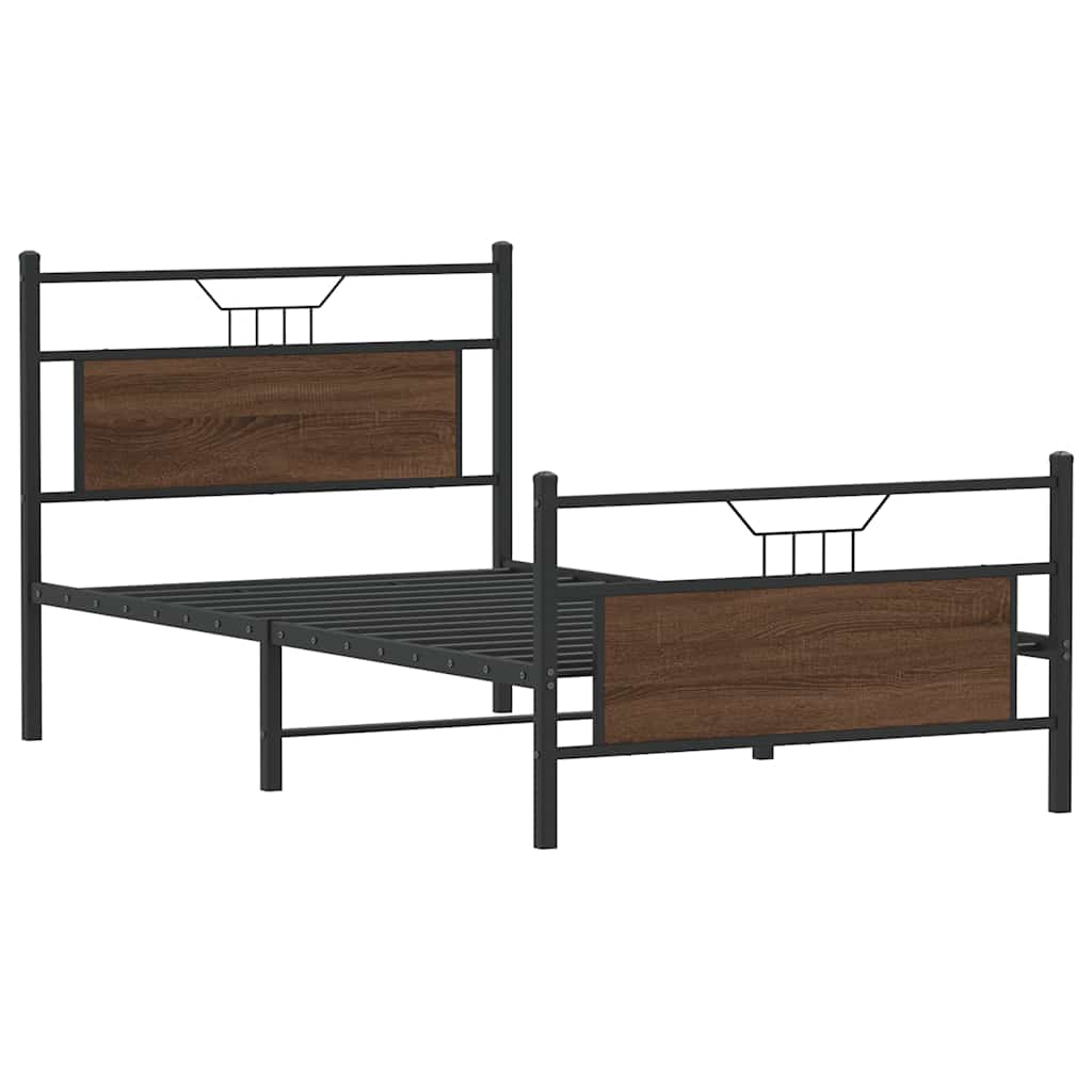sengeramme 100x200 cm uden madras konstrueret træ brunt eg