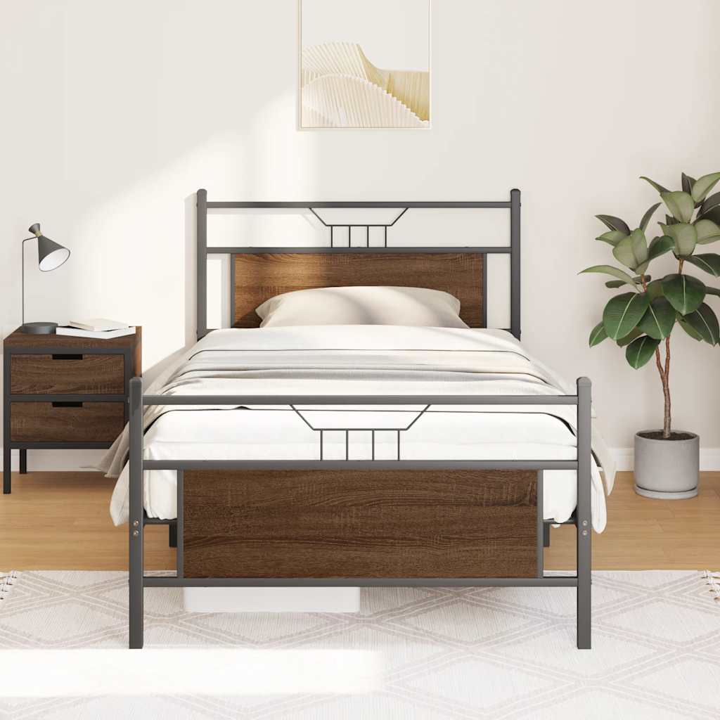 sengeramme 100x200 cm uden madras konstrueret træ brunt eg