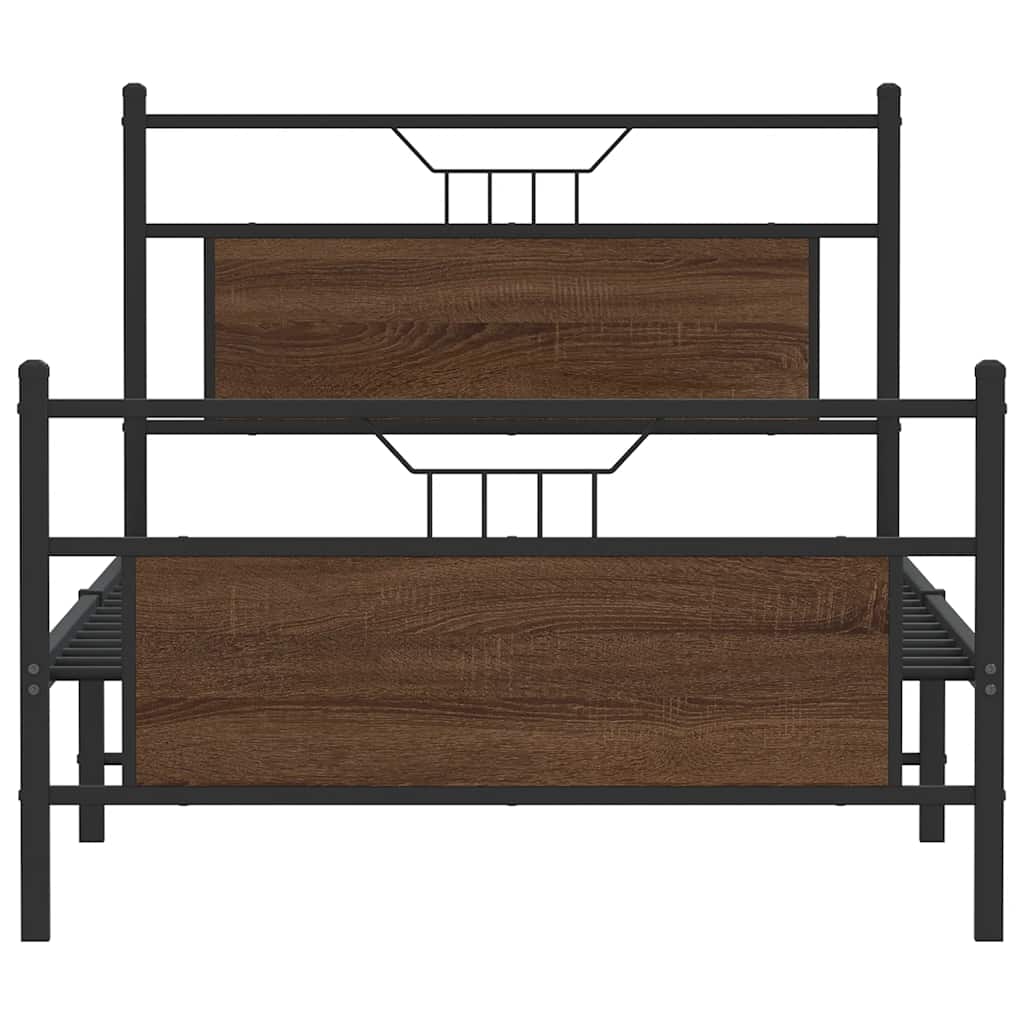 sengeramme 100x200 cm uden madras konstrueret træ brunt eg