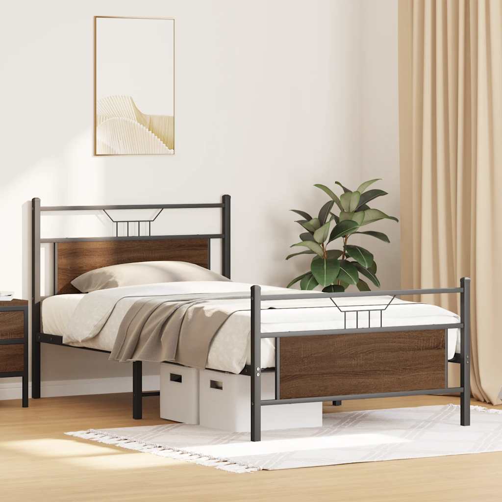 sengeramme uden madras 107x203 cm konstrueret træ brunt eg