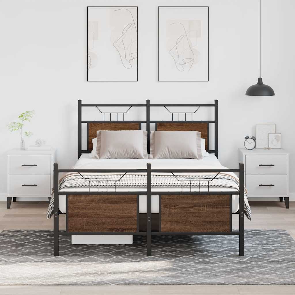 sengeramme 120x190 cm uden madras konstrueret træ brunt eg