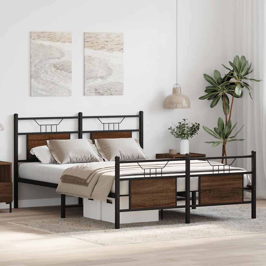 sengeramme 137x190 cm uden madras konstrueret træ brunt eg