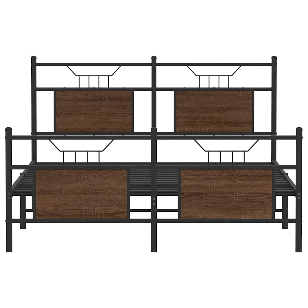 sengeramme 137x190 cm uden madras konstrueret træ brunt eg