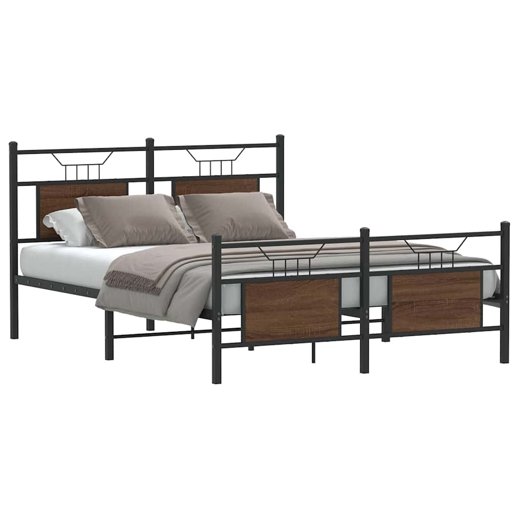 sengeramme 137x190 cm uden madras konstrueret træ brunt eg