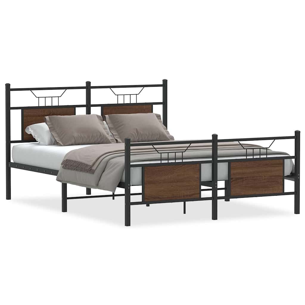 sengeramme 140x190 cm uden madras konstrueret træ brunt eg