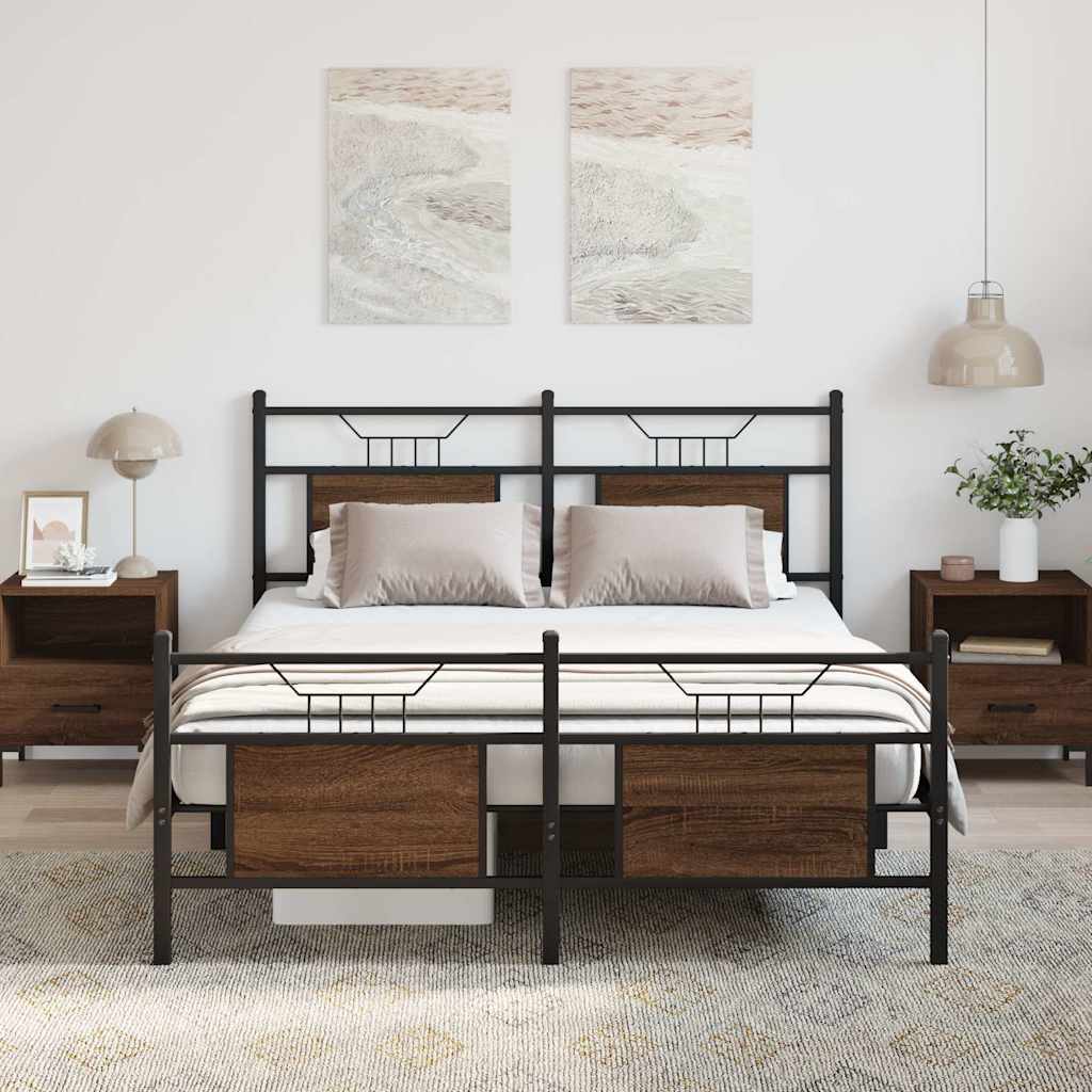 sengeramme 140x190 cm uden madras konstrueret træ brunt eg