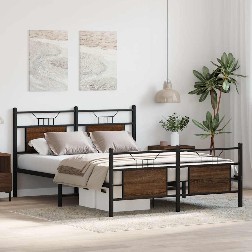 sengeramme 140x190 cm uden madras konstrueret træ brunt eg