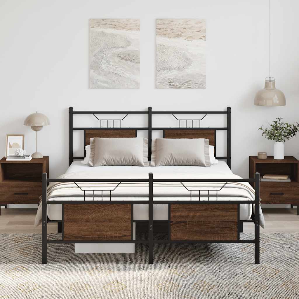 sengeramme 140x200 cm uden madras konstrueret træ brunt eg