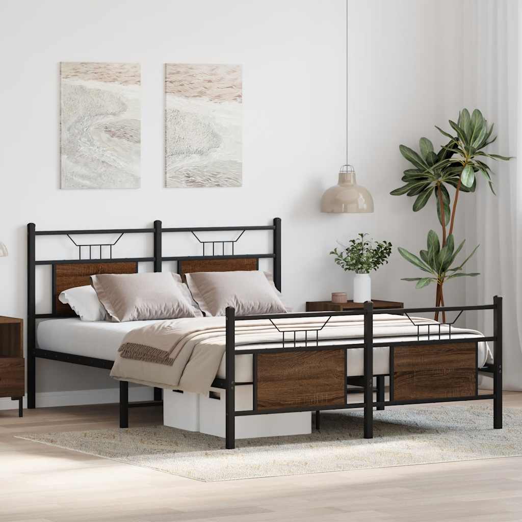 sengeramme 140x200 cm uden madras konstrueret træ brunt eg