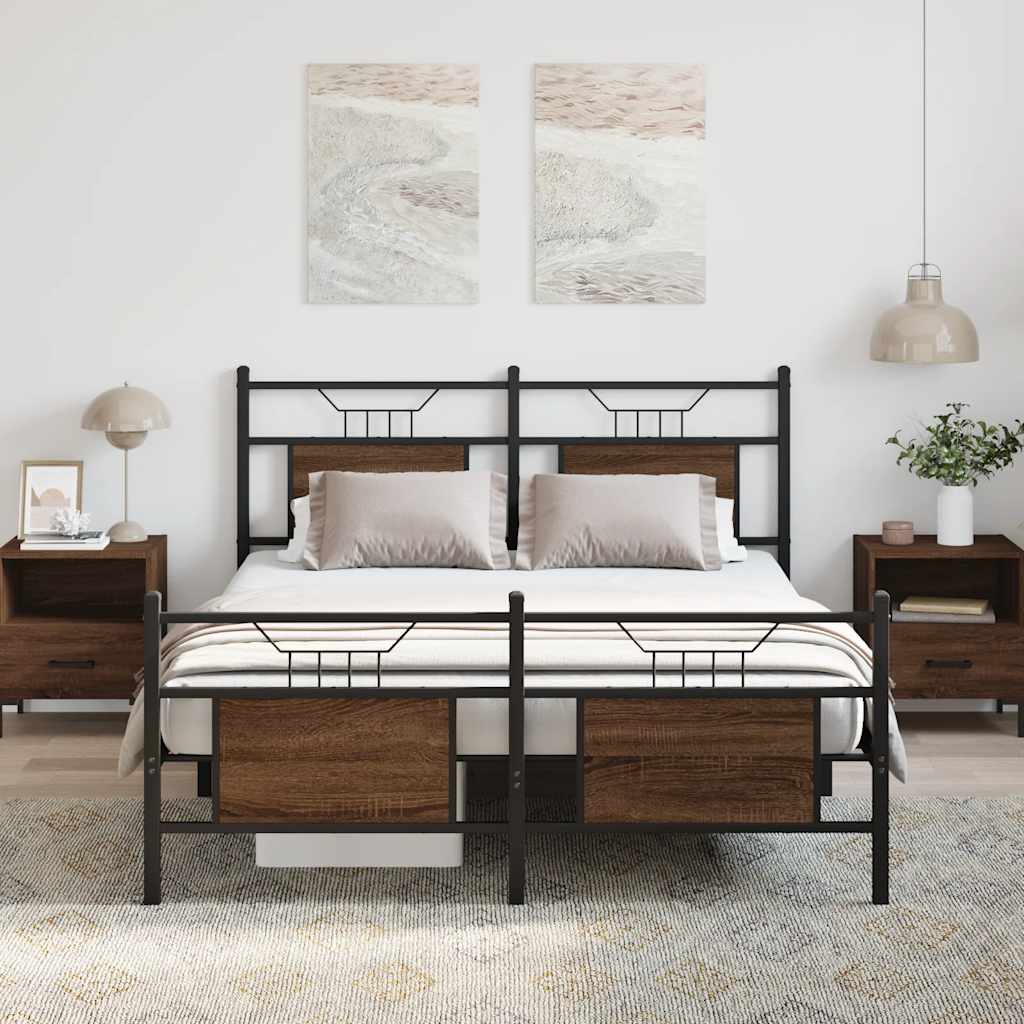 sengeramme 150x200 cm uden madras konstrueret træ brunt eg
