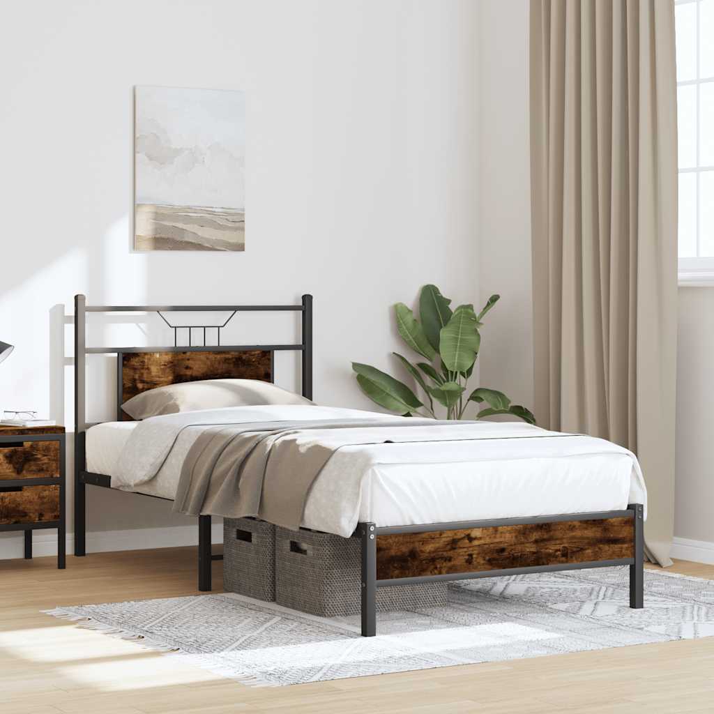 sengeramme 90x190 cm uden madras konstrueret træ røget eg