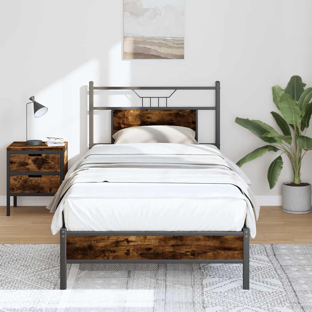 sengeramme 90x190 cm uden madras konstrueret træ røget eg