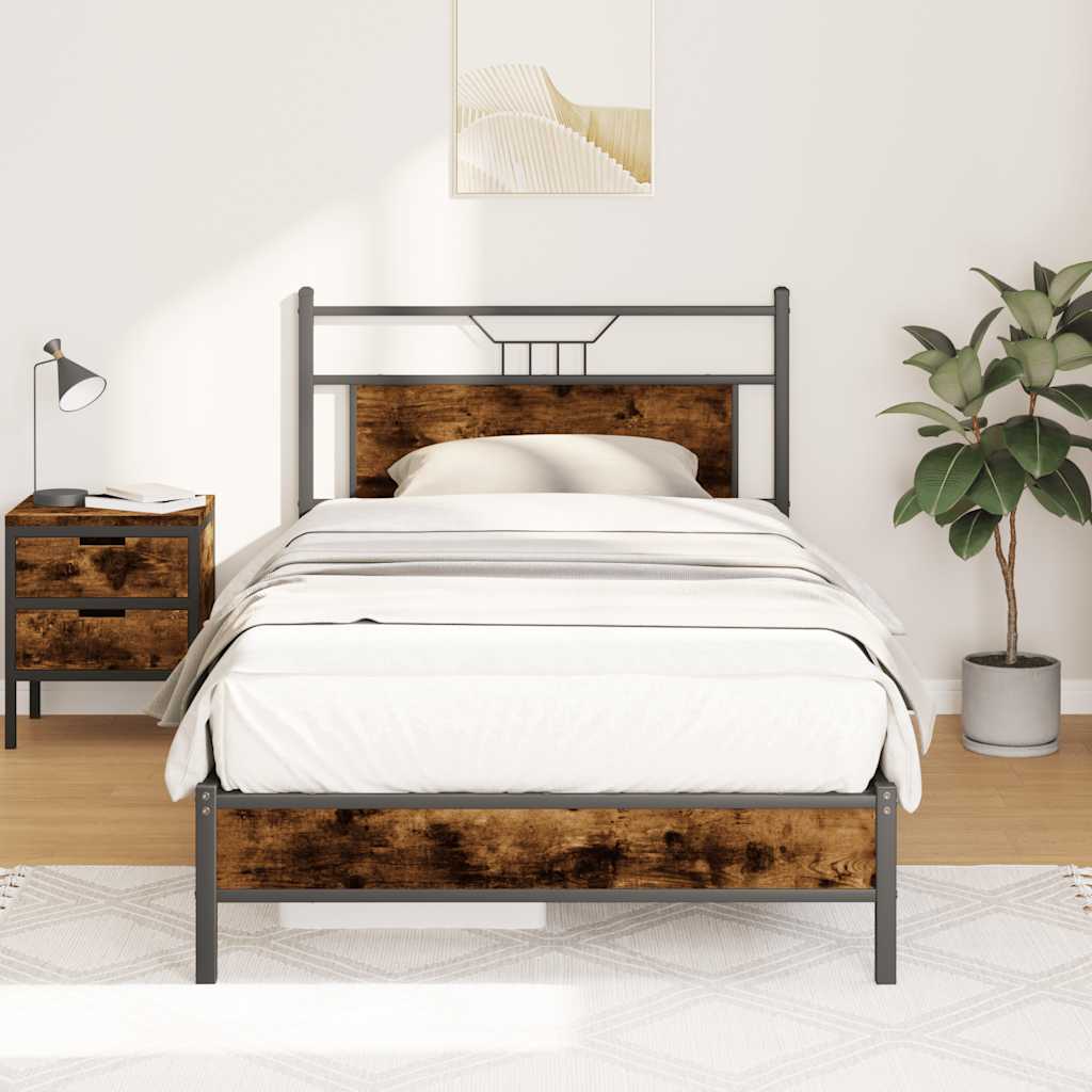 sengeramme 100x200 cm uden madras konstrueret træ røget eg