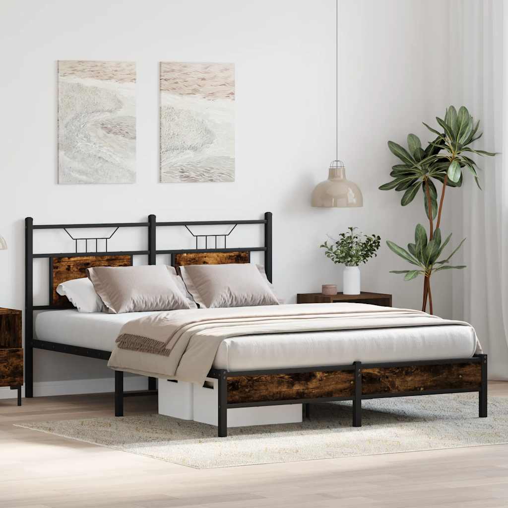 sengeramme 137x190 cm uden madras konstrueret træ røget eg