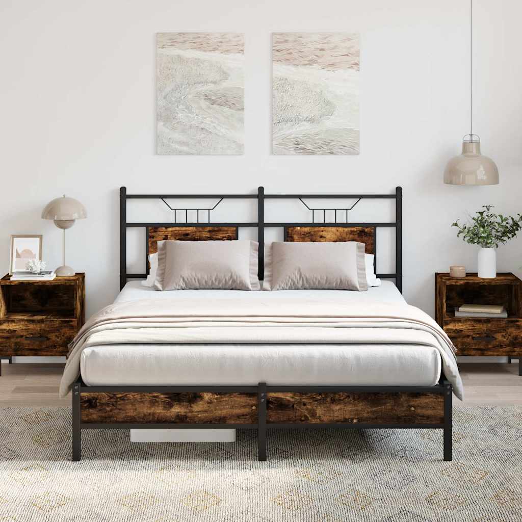 sengeramme 137x190 cm uden madras konstrueret træ røget eg