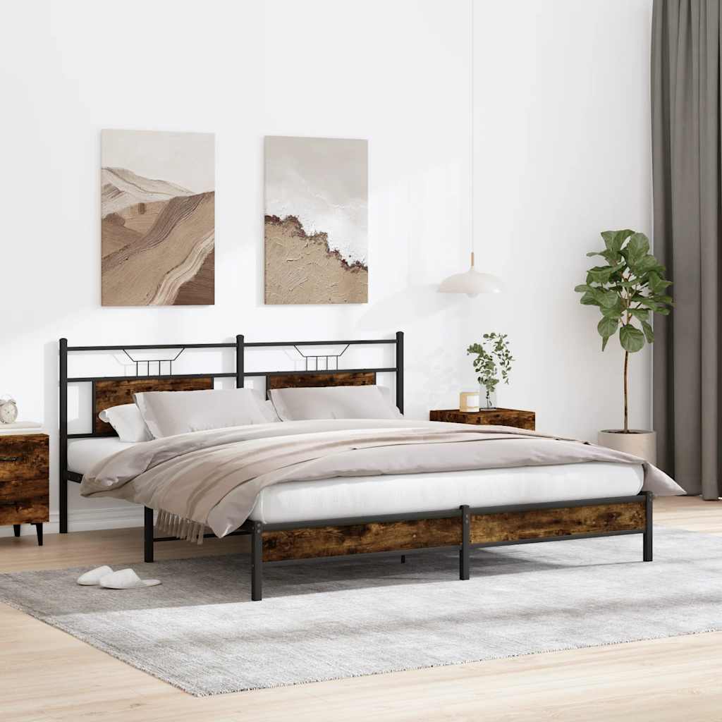 sengeramme uden madras 183x203 cm konstrueret træ røget eg