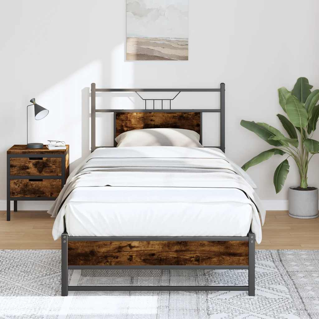 sengeramme 80x200 cm uden madras konstrueret træ røget eg