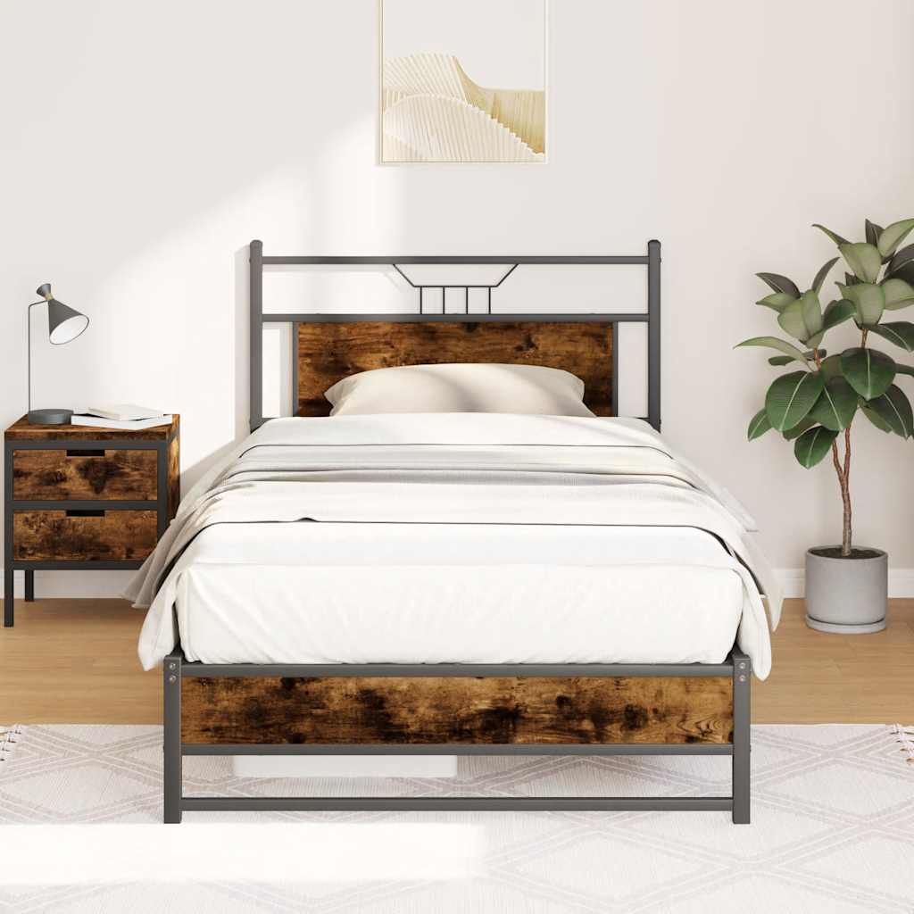 sengeramme 100x200 cm uden madras konstrueret træ røget eg