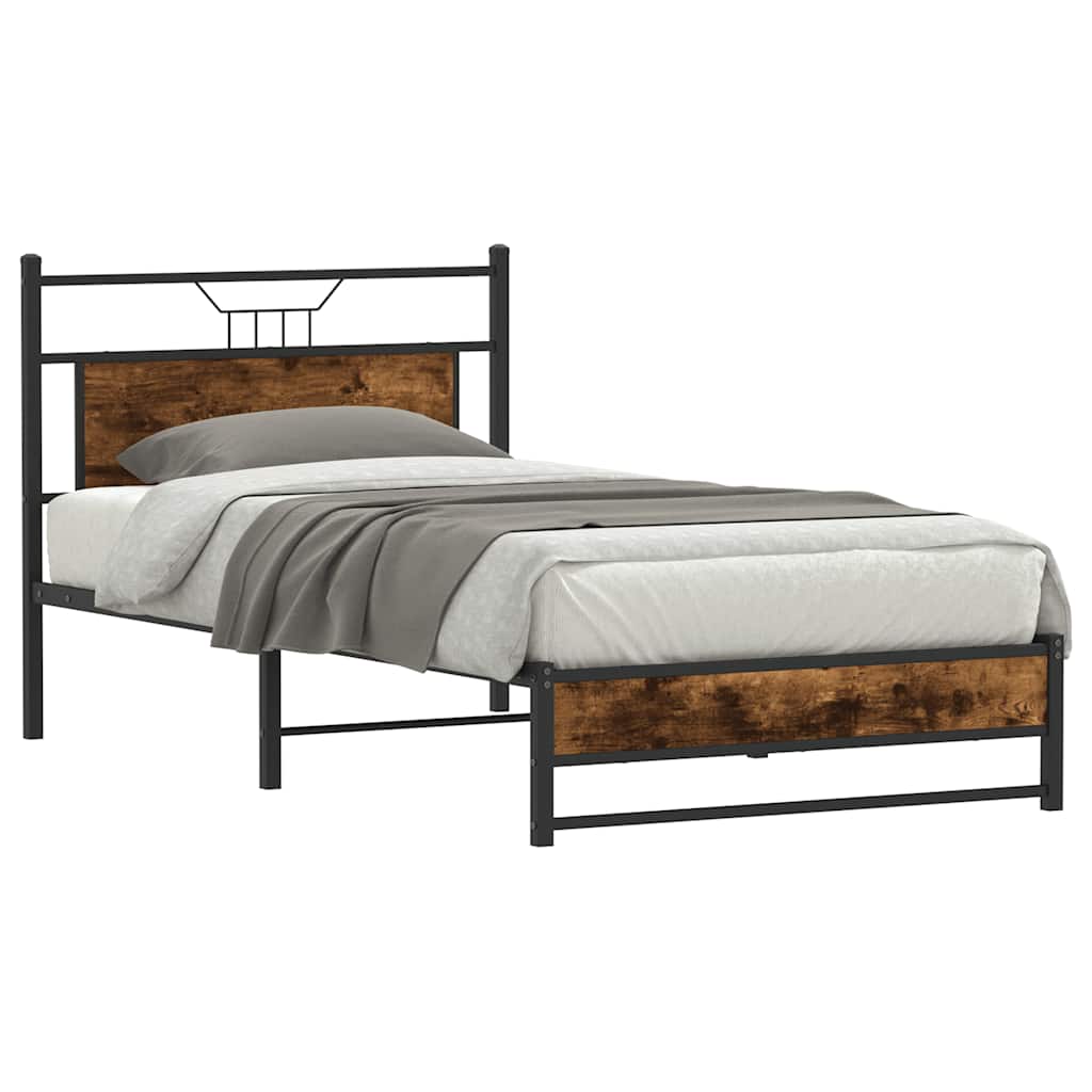 sengeramme uden madras 107x203 cm konstrueret træ røget eg