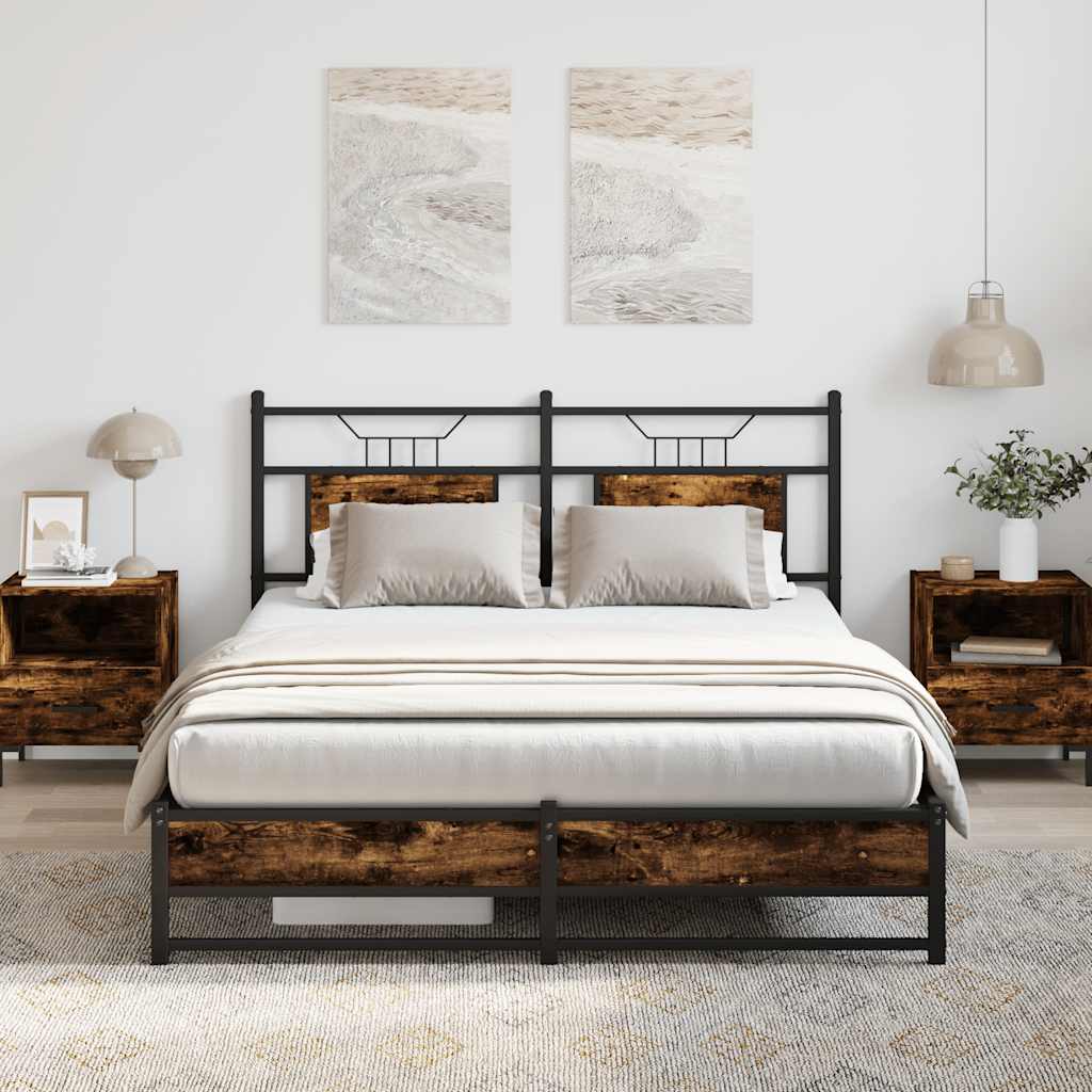 sengeramme 137x190 cm uden madras konstrueret træ røget eg